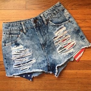 U.S.A. High waisted denim shorts